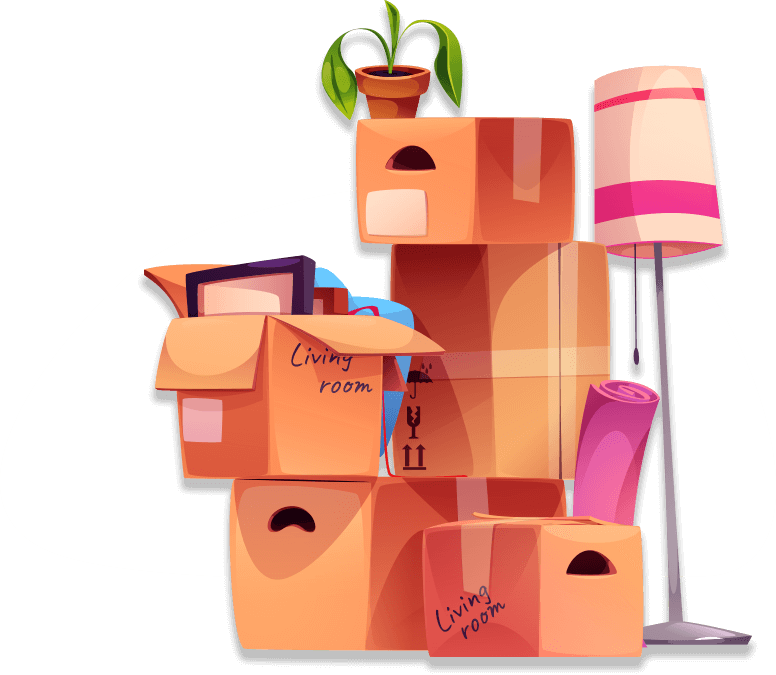 Image of half packed boxes