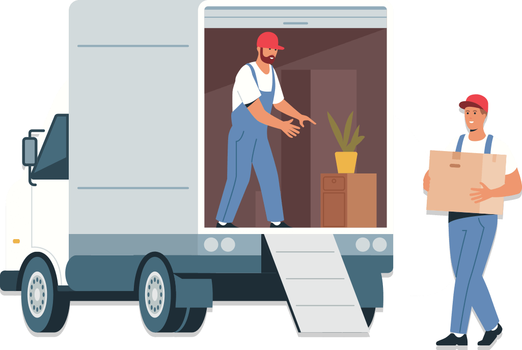 Image of movers loading boxes into a moving truck