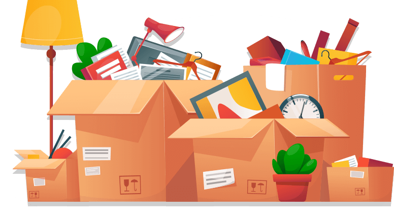 Image of a overflowing boxes and furniture ready to be moved